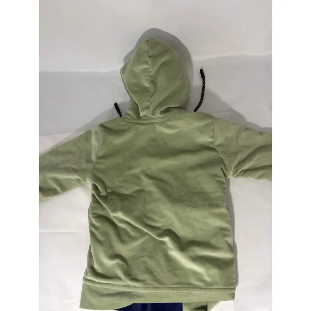 2T 2-Piece Fleece Hooded Hoodie & Pants Set Colorblock Green/Blue